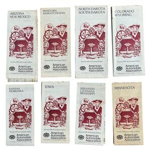 Vintage AAA Road‎ Maps Lot of 8 1976–77 75th Anniversary Auto Club States